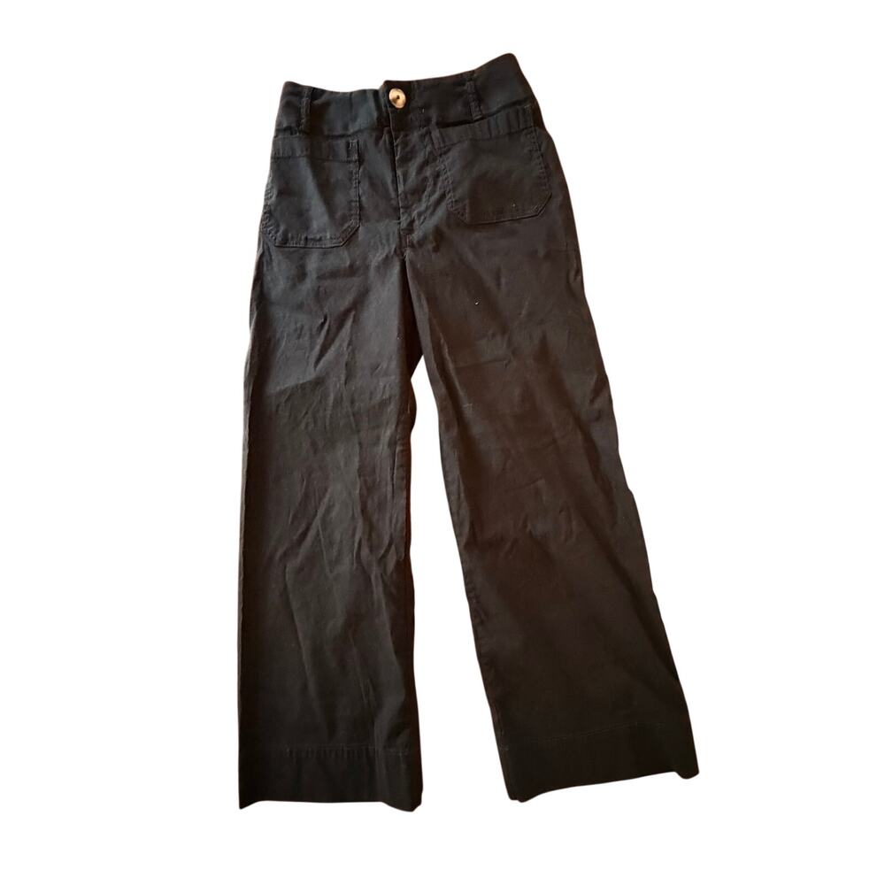 Anthropologie Maeve The Colette Cropped Wide-Leg Pants size 25 Black